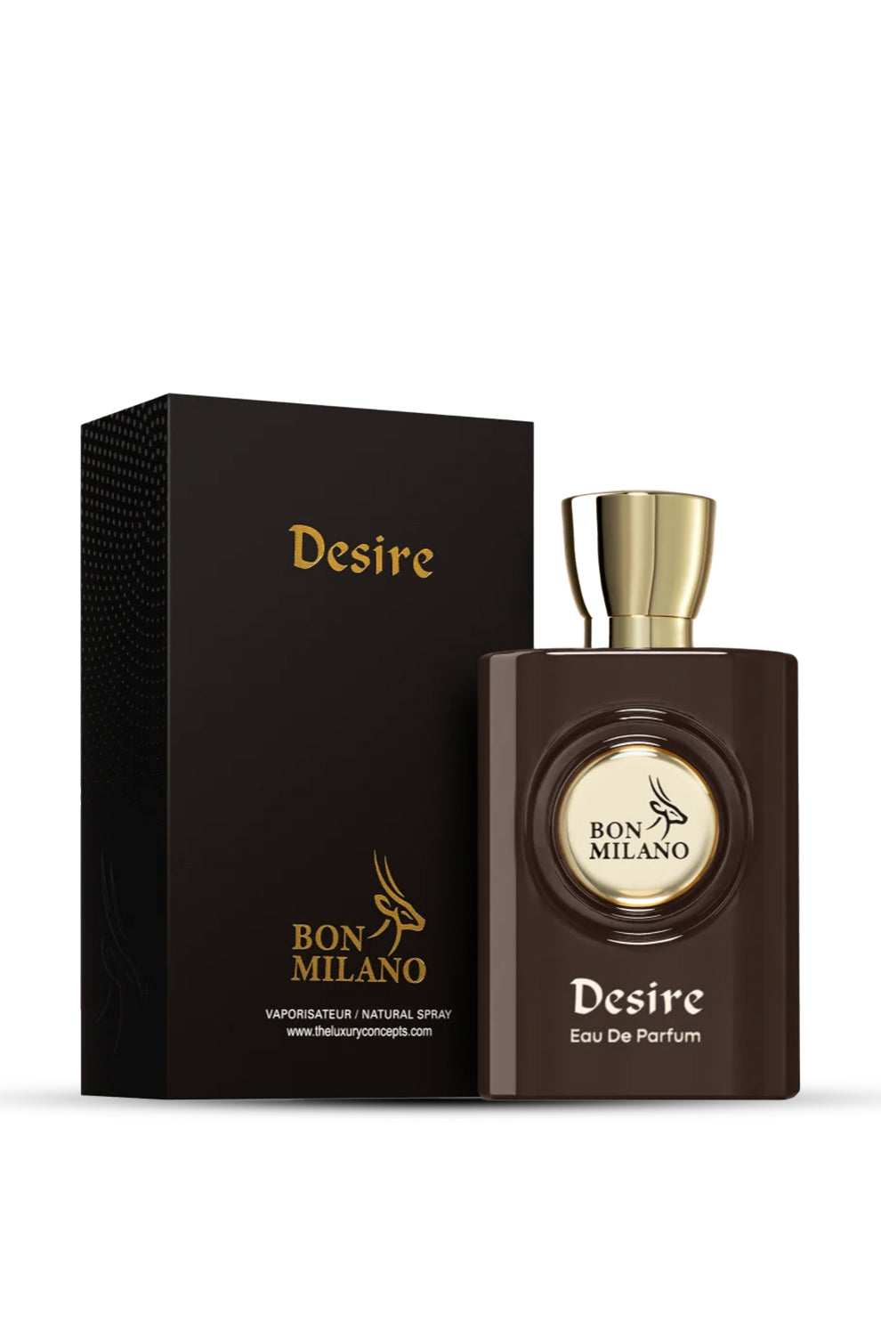 Desire Eau de Parfum 100ml by Bon Milano shown with its premium outer packaging