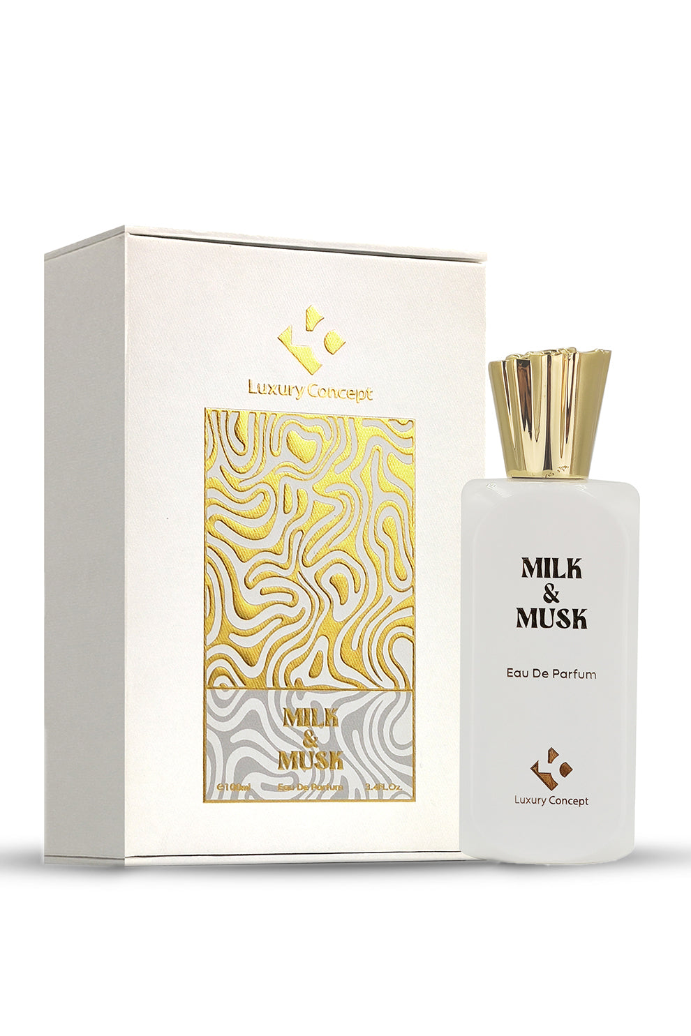 Milk and Musk Eau de Parfum 100ml bottle and its perfume box by Luxury Concept
Arabic sweet musk perfume with vanilla and caramel notes