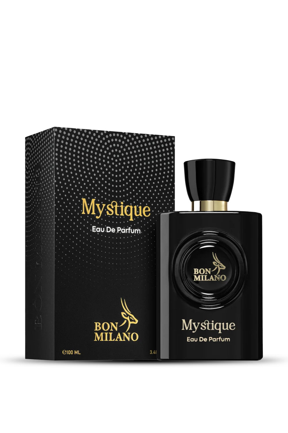 Mystique Eau de Parfum 100ml by Bon Milano displayed with its premium packaging box