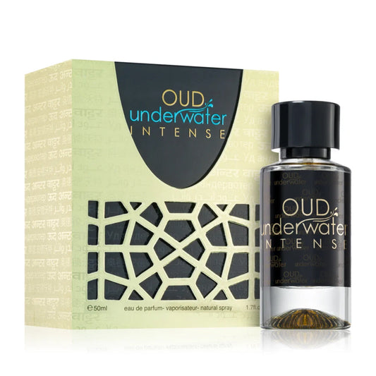 Oud Under Water Intense Eau de Parfum 50ml bottle and its elegant packaging by Luxury Concept Arabian oud fragrance with amber and musk accords