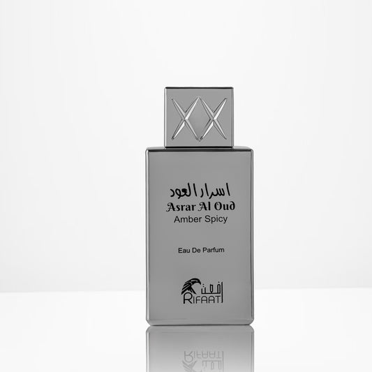 Long lasting amber oud perfume asrar al oud from luxury concept looking like shaghaf. Grey bottle