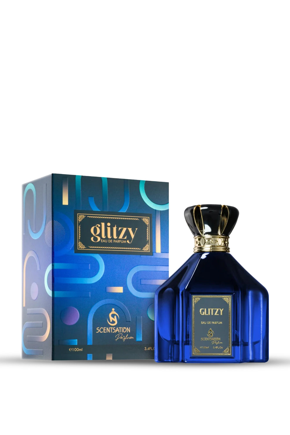 Glitzy Eau de Parfum 100ml by Scentsation presented with minimal luxury packaging