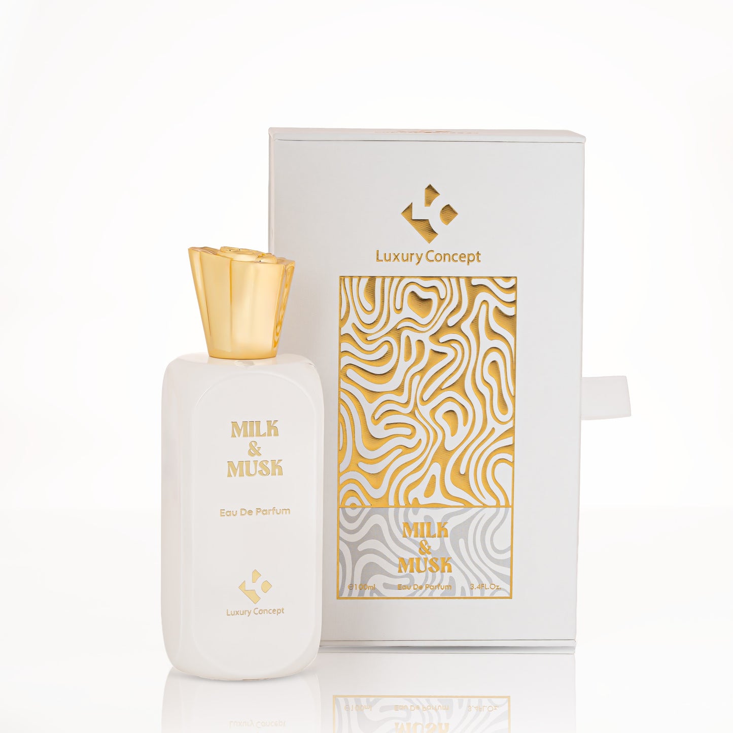 Luxury Milk & Musk box with soft matte surface and embossed logo, perfect for premium Ramadan gifting in the UAE.