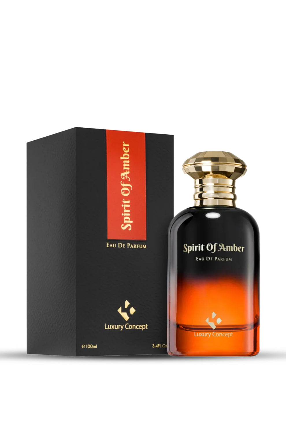 Spirit of Amber Eau de Parfum 100ml by Luxury Concept displayed with its premium packaging box
