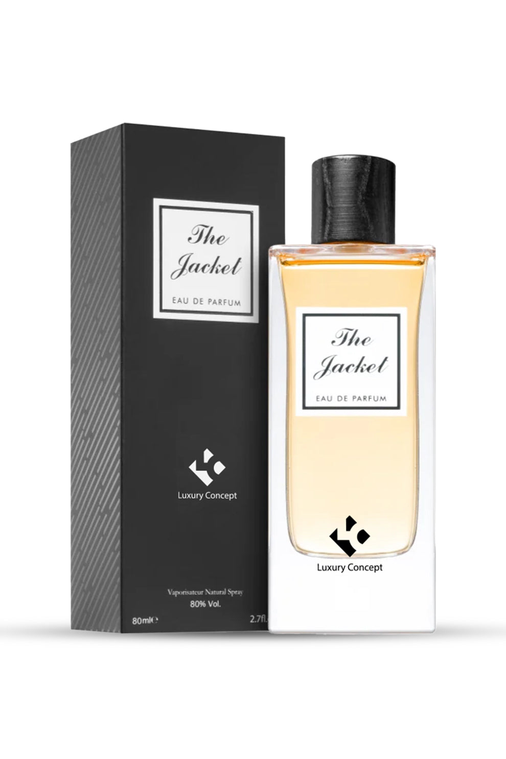 The Jacket Eau de Parfum 80ml by Luxury Concept displayed with its premium packaging box