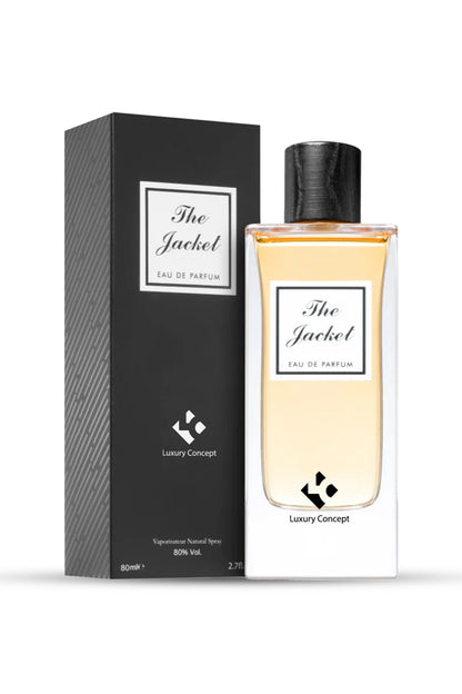 The Jacket Eau de Parfum 80ml by Luxury Concept displayed with its premium packaging box