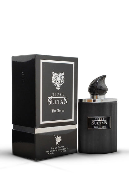 The Tiger Eau de Parfum 100ml bottle and box from the Tippu Sultan Collection by Luxury Concept
