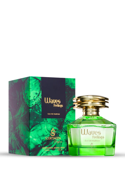 Waves Feelings Eau de Parfum 100ml by Luxury Concept displayed with its premium packaging box